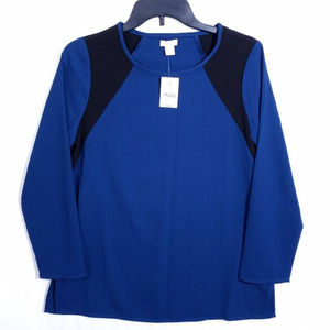 J. Crew Long Sleeve Tee Shirt Size 2 Blue and‎ Black NWT  #018